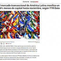 El mercado transaccional de Amrica Latina moviliza un 26% menos de capital hasta noviembre, segn TTR Data